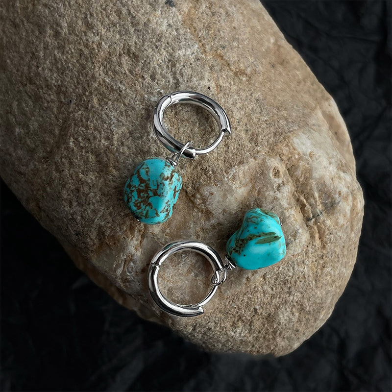 Tibetan Style Turquoise Earrings Artistic Retro Ear Hook Personalized Earrings