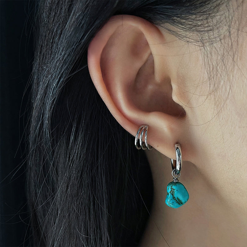 Tibetan Style Turquoise Earrings Artistic Retro Ear Hook Personalized Earrings