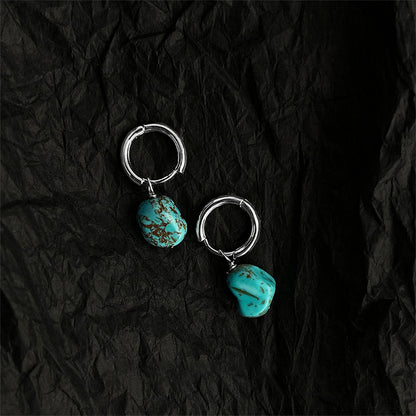 Tibetan Style Turquoise Earrings Artistic Retro Ear Hook Personalized Earrings