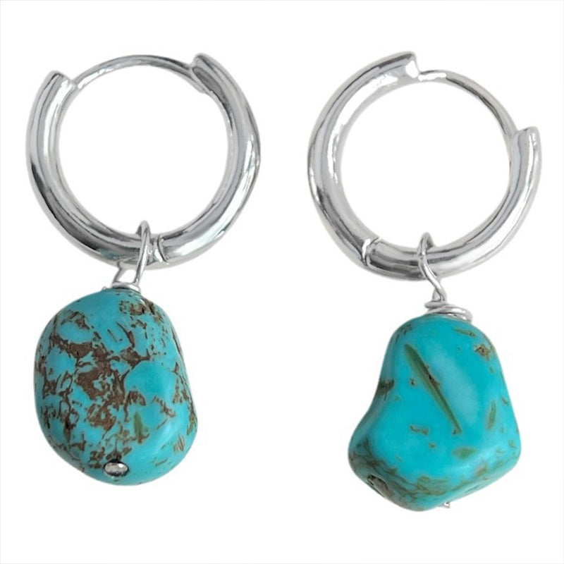 Tibetan Style Turquoise Earrings Artistic Retro Ear Hook Personalized Earrings