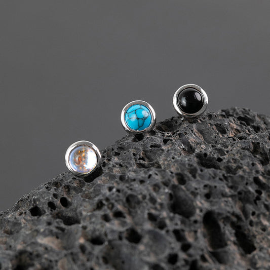 Black agate s925 silver unisex earrings high-end earrings