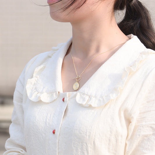 925 sterling silver coin portrait necklace European and American retro coin relief pendant ins versatile necklace clavicle chain