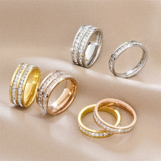 Couples light luxury starry sky titanium steel zircon ring