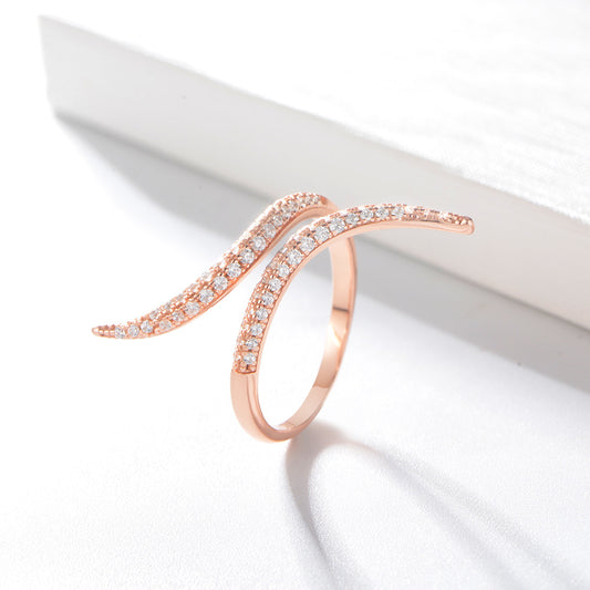 European and American personalized fashion women's ring micro-inlaid zircon adjustable open ring