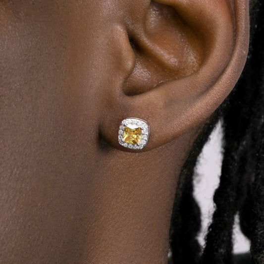 Rock sugar earrings S925 silver-plated full diamond unisex diamond American hip-hop earrings