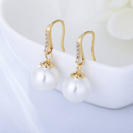 Women's pearl earrings European and American ins style simple diamond fashion accessories